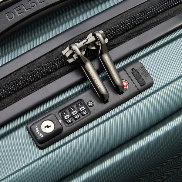 Delsey Shadow 5.0 blue hard shell suitcase with spinner wheels for travelers in Pakistan TSA Lock
