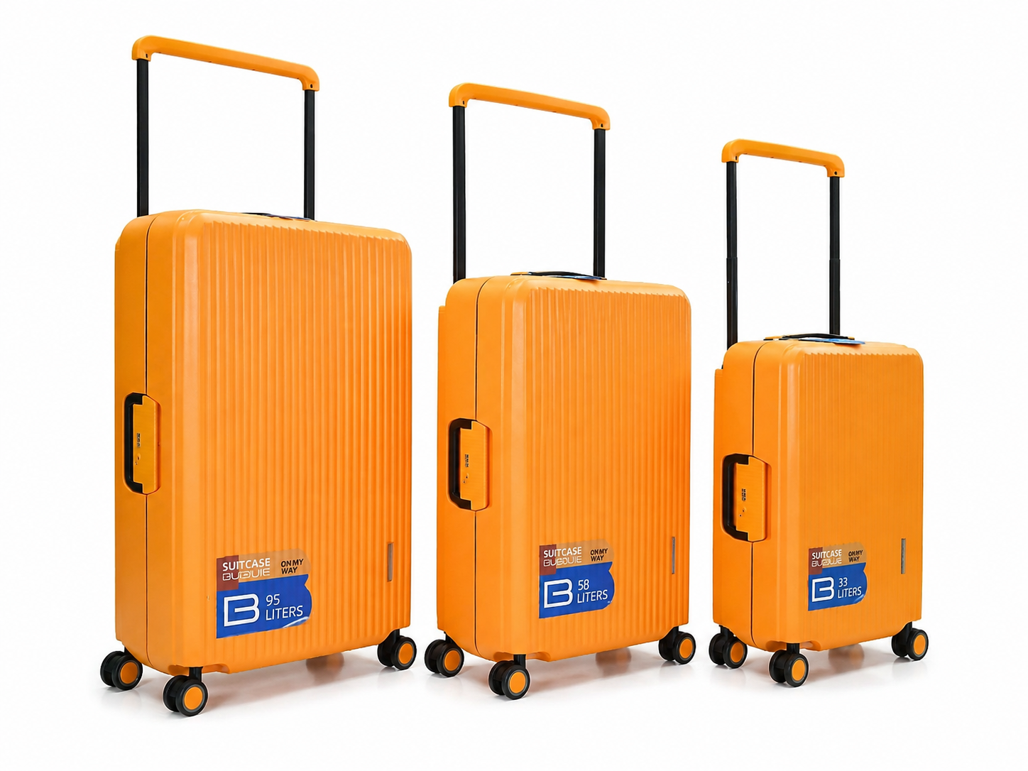Bubule Orange Trolley Bags Side Profile Noman Luggage