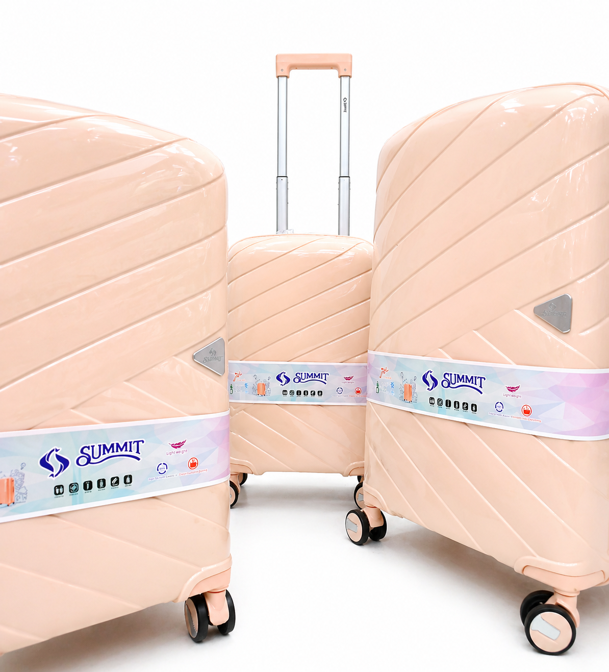 Summit Peach Luggage Set Interior Lining and Straps Karachi