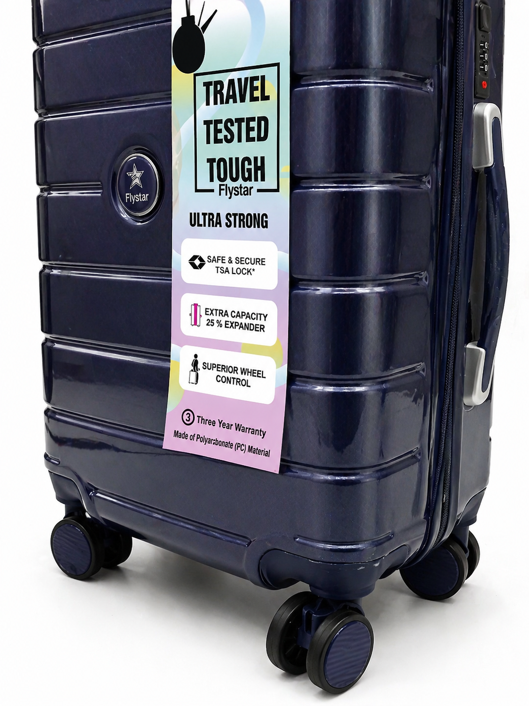 Flystar Hard Shell Luggage Interior Packing Straps and smooth wheels Pakistan