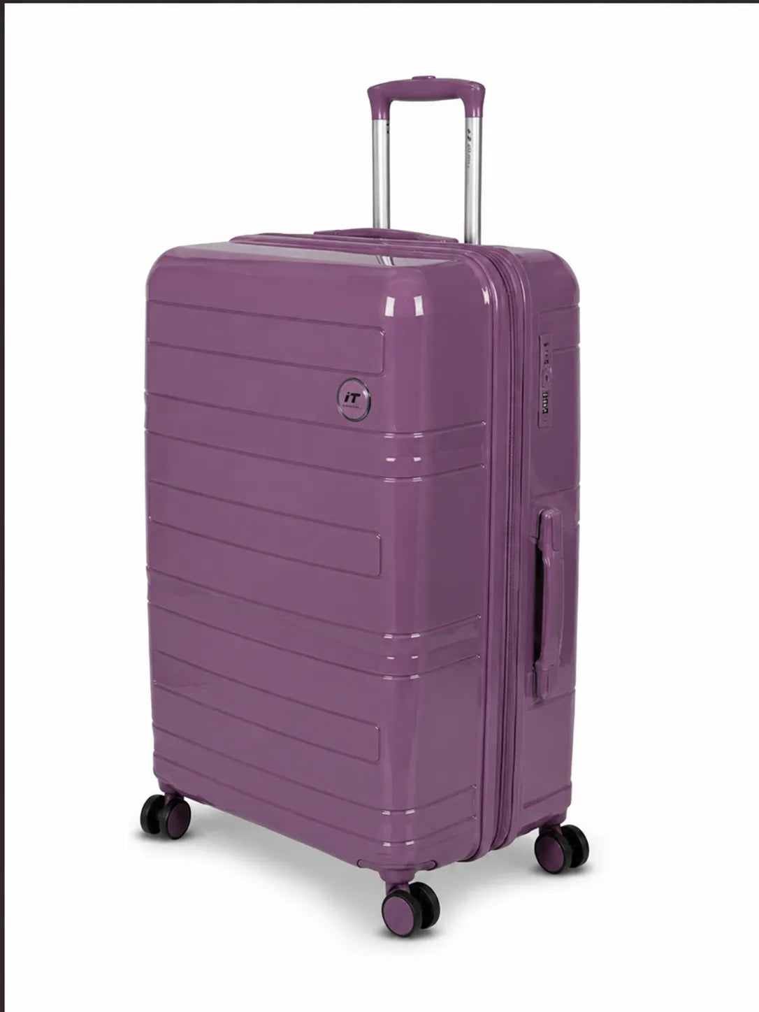Glossy PP hard shell luggage set with spinner wheels
