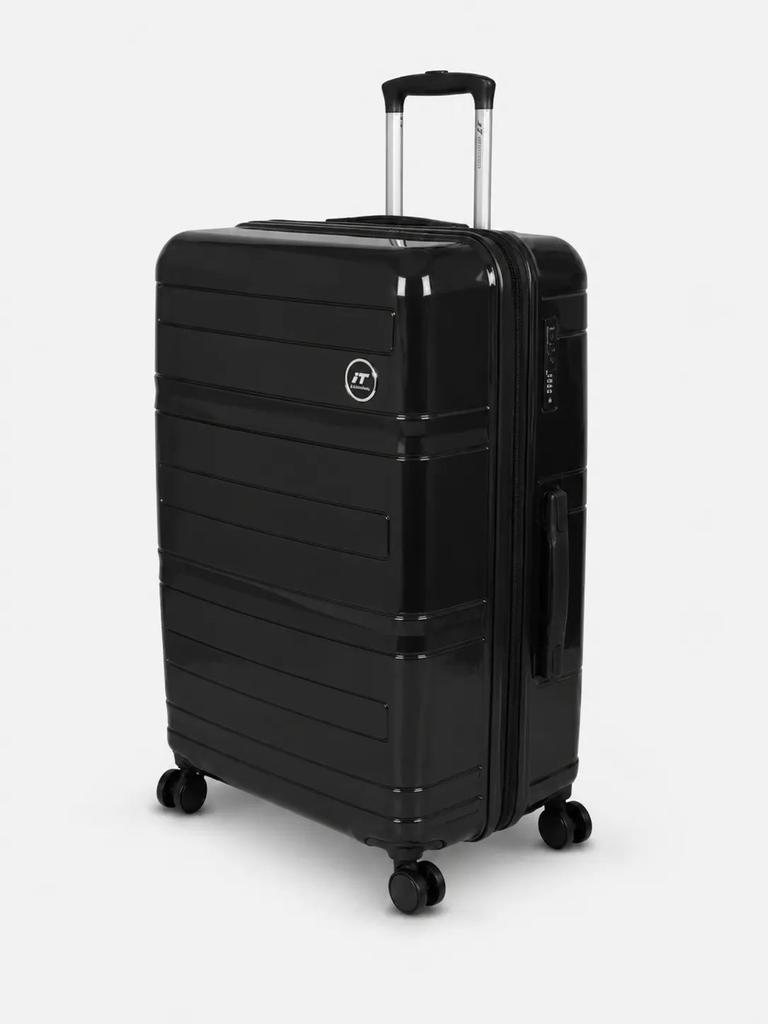 Glossy PP hard shell luggage set with spinner wheels
