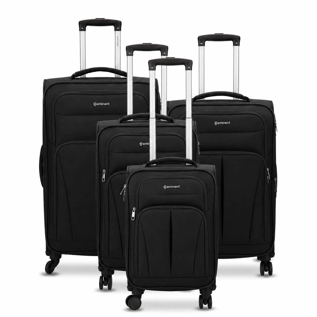 Eminent black softside luggage bag with 360 degree wheels