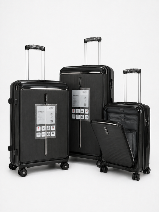 ICARRY Italy 3 piece luggage collection with spinner wheels and trolley handles