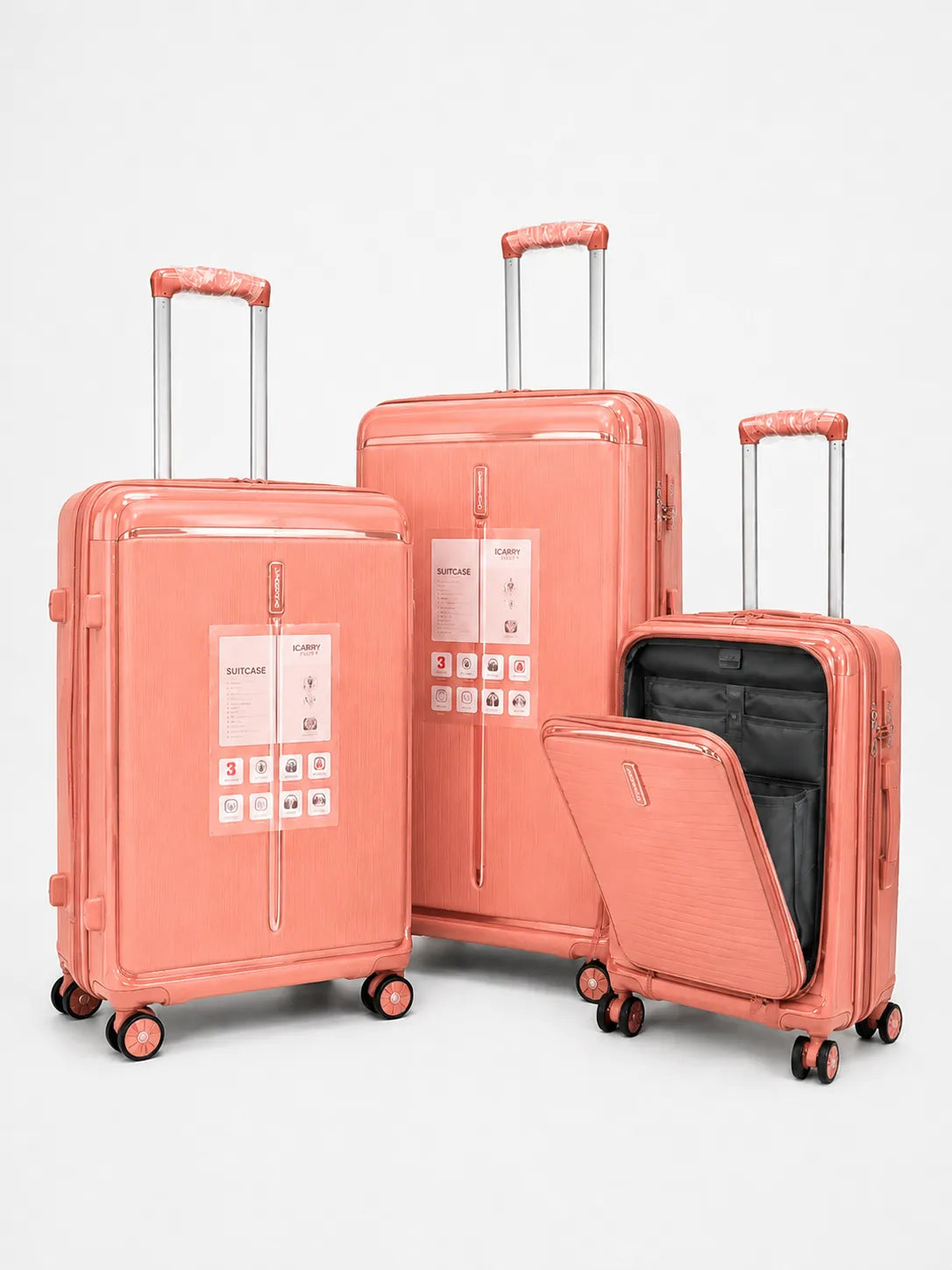 CARRY Italy rose gold trolley bags with durable hard shell body