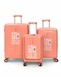 Premium rose gold luggage set with secure travel features