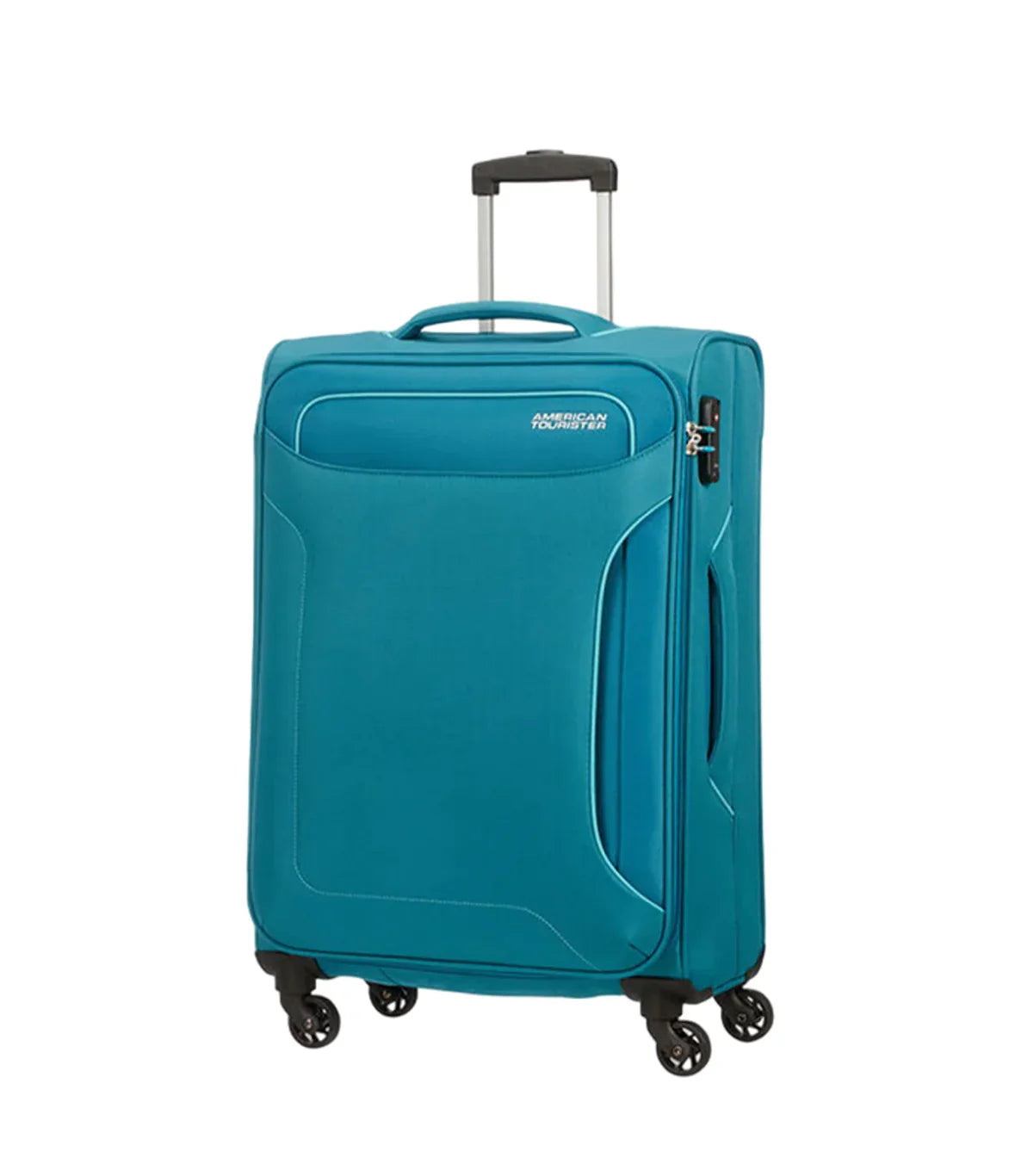 American Tourister Holiday suitcase side view with durable fabric exterior