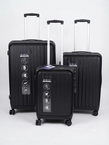 Bubule Casper black front open luggage suitcase with unbreakable PP material for premium travel