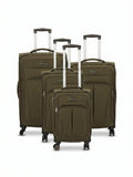 Lightweight fabric luggage trolley bag with multiple compartments