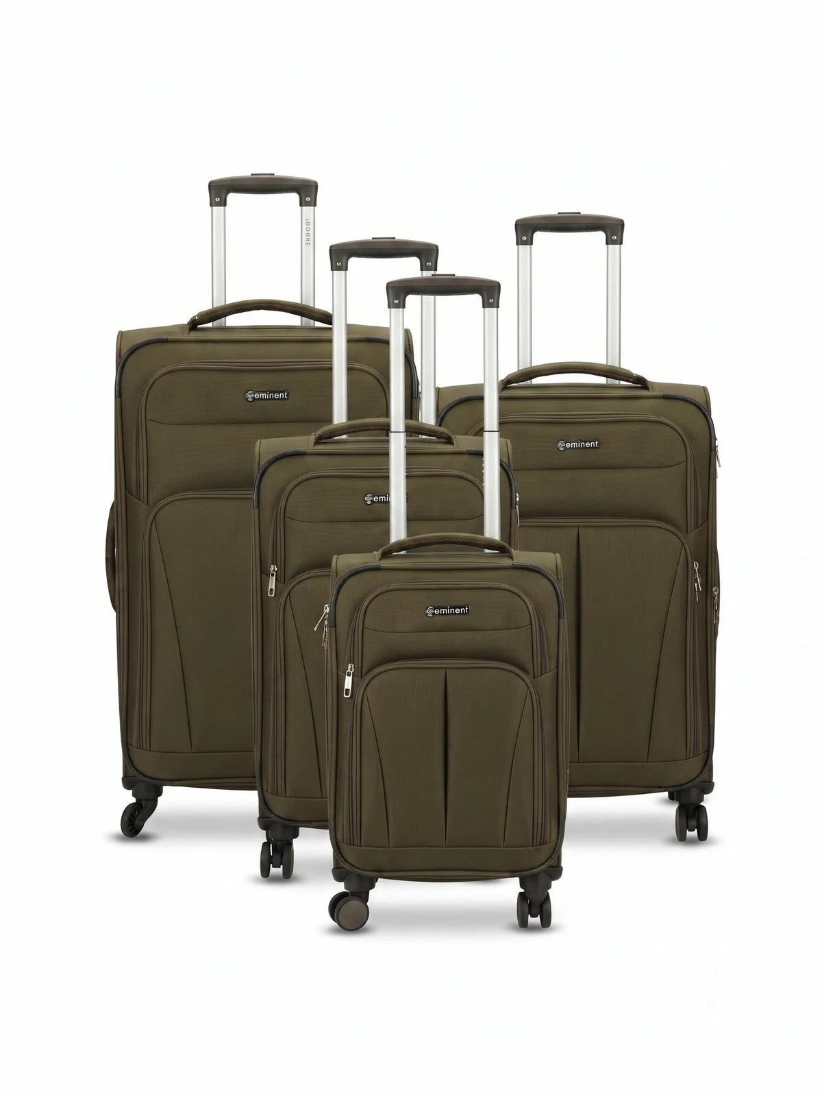 Lightweight fabric luggage trolley bag with multiple compartments