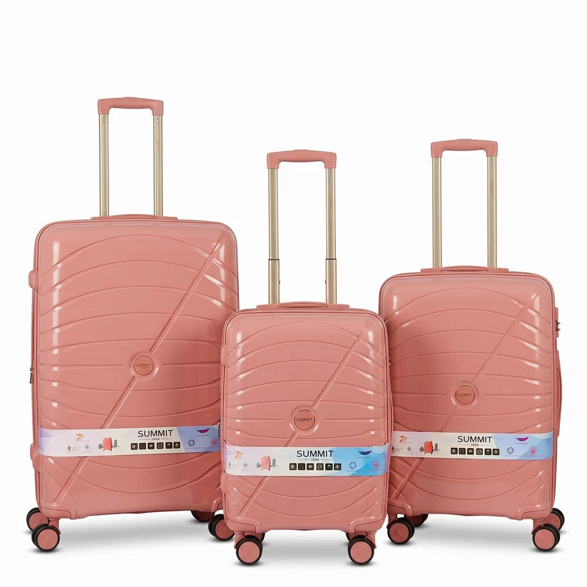 Summit pink premium luggage set with unbreakable Shine PP material for international travel