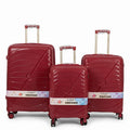 Red Summit travel luggage with smooth spinner wheels and lightweight design for easy carrying