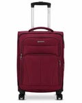 Eminent softside luggage trolley bag in maroon color with spinner wheels