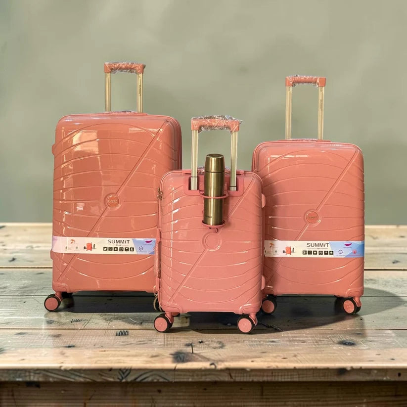 Summit hard case luggage in pink color with strong PP shell protection